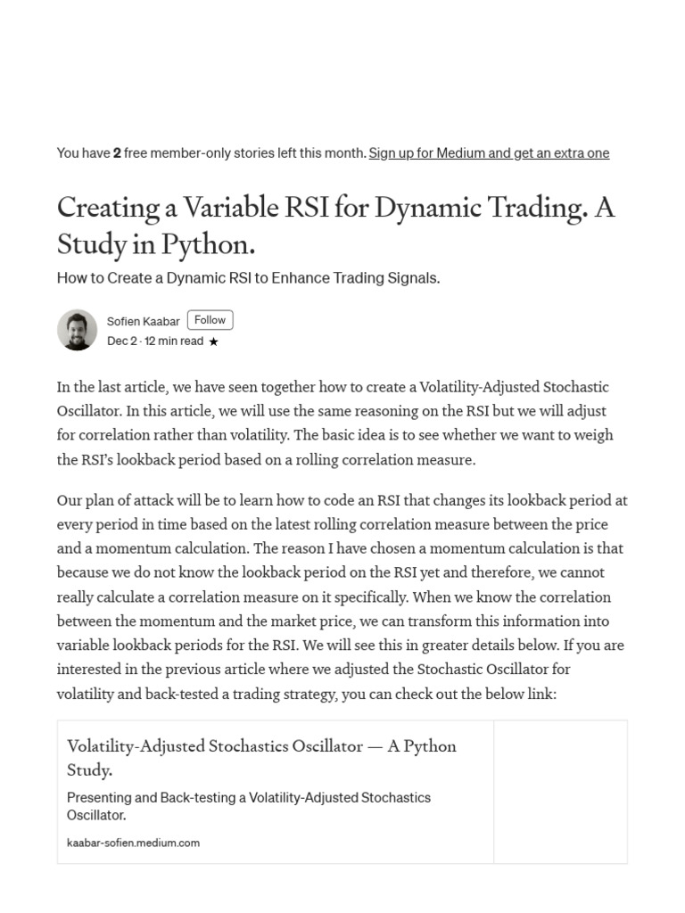 Creating A Variable RSI For Dynamic Trading | PDF | Applied Mathematics |  Statistical Analysis