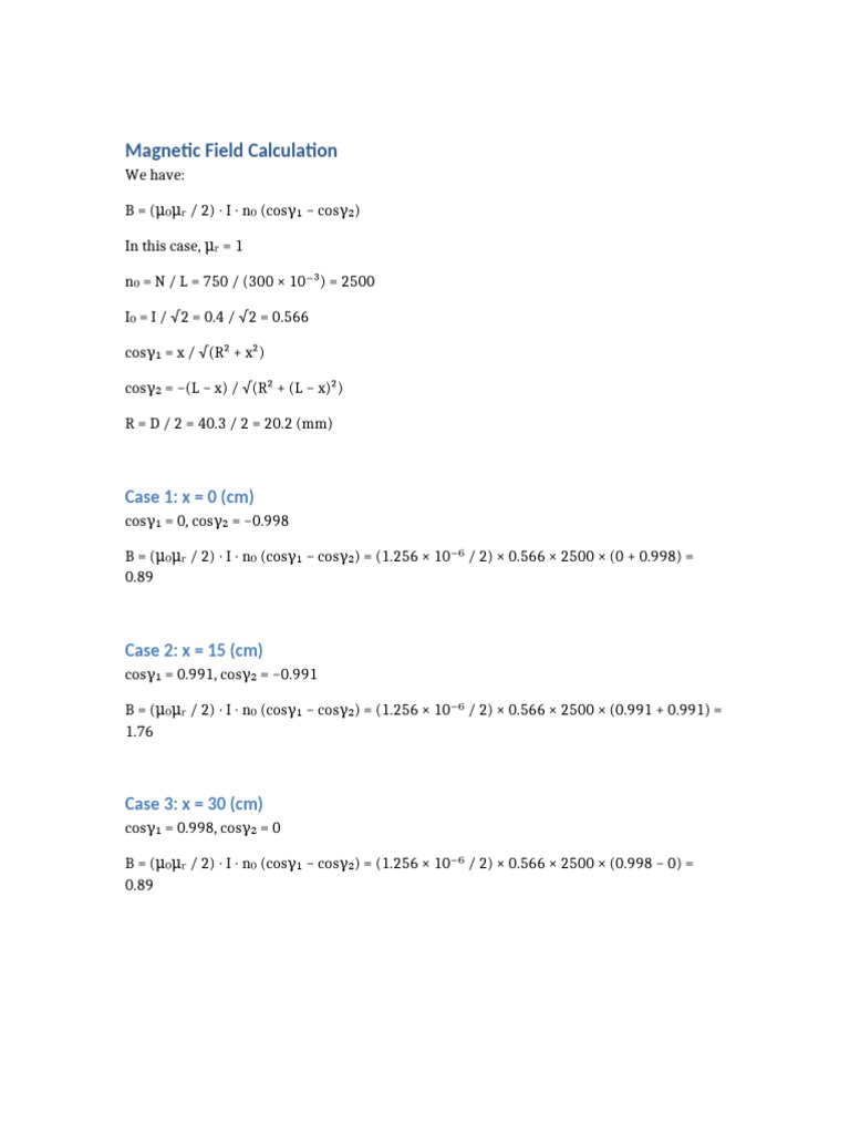 Magnetic Field Calculation Cases | PDF