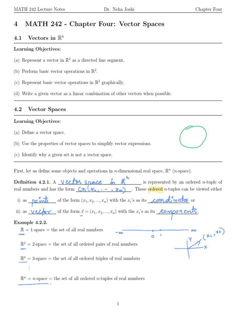 Vector Spaces and Operations in Rn | PDF | Linear Subspace | Vector Space