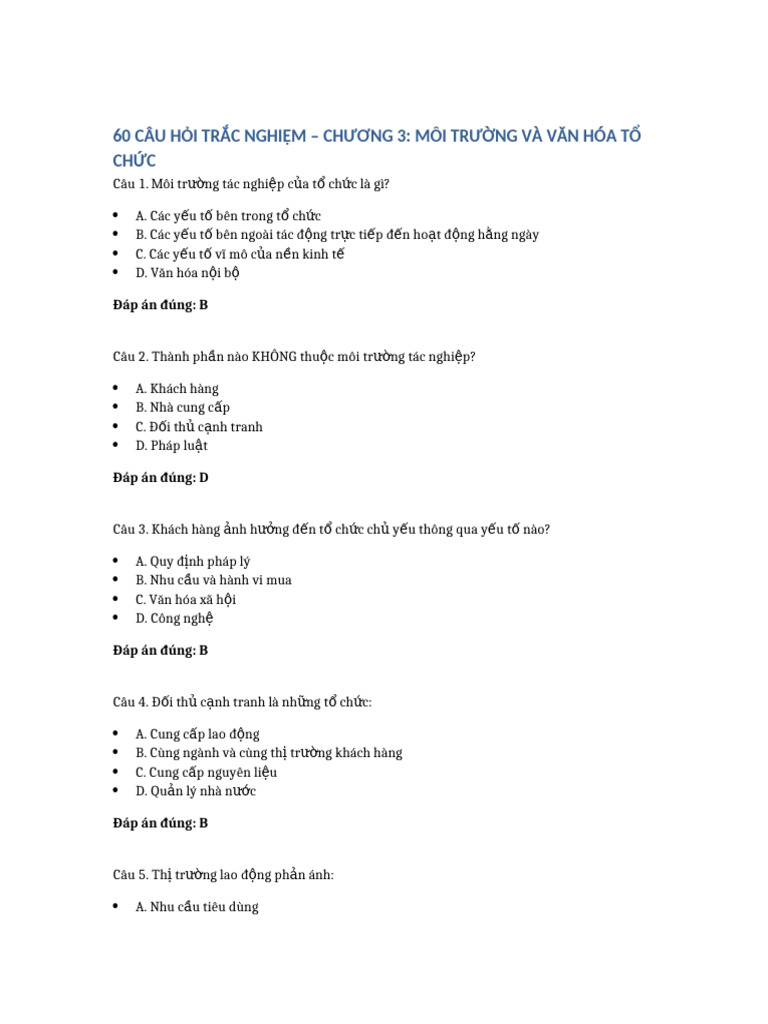 60 Cau Trac Nghiem CHUONG 3 CHUAN | PDF