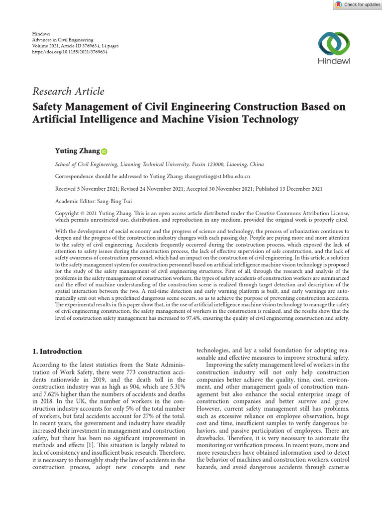 Advances in Civil Engineering - 2021 - Zhang - Safety Management of ...