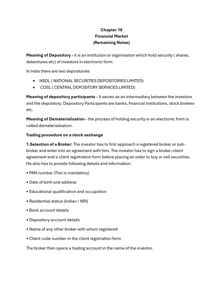 Understanding Depositories and SEBI Functions | PDF | Finance & Money ...