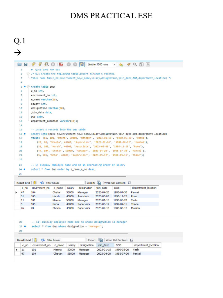 Dms Practical Ese | PDF
