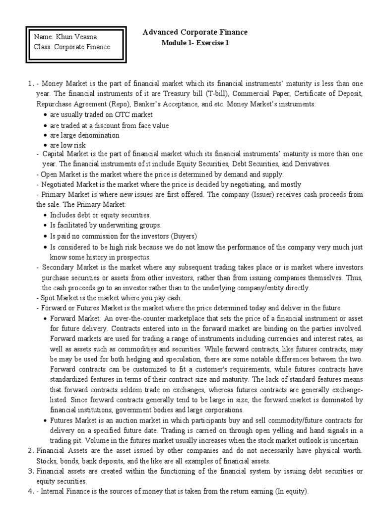Understanding Financial Markets and Instruments | PDF | Financial ...