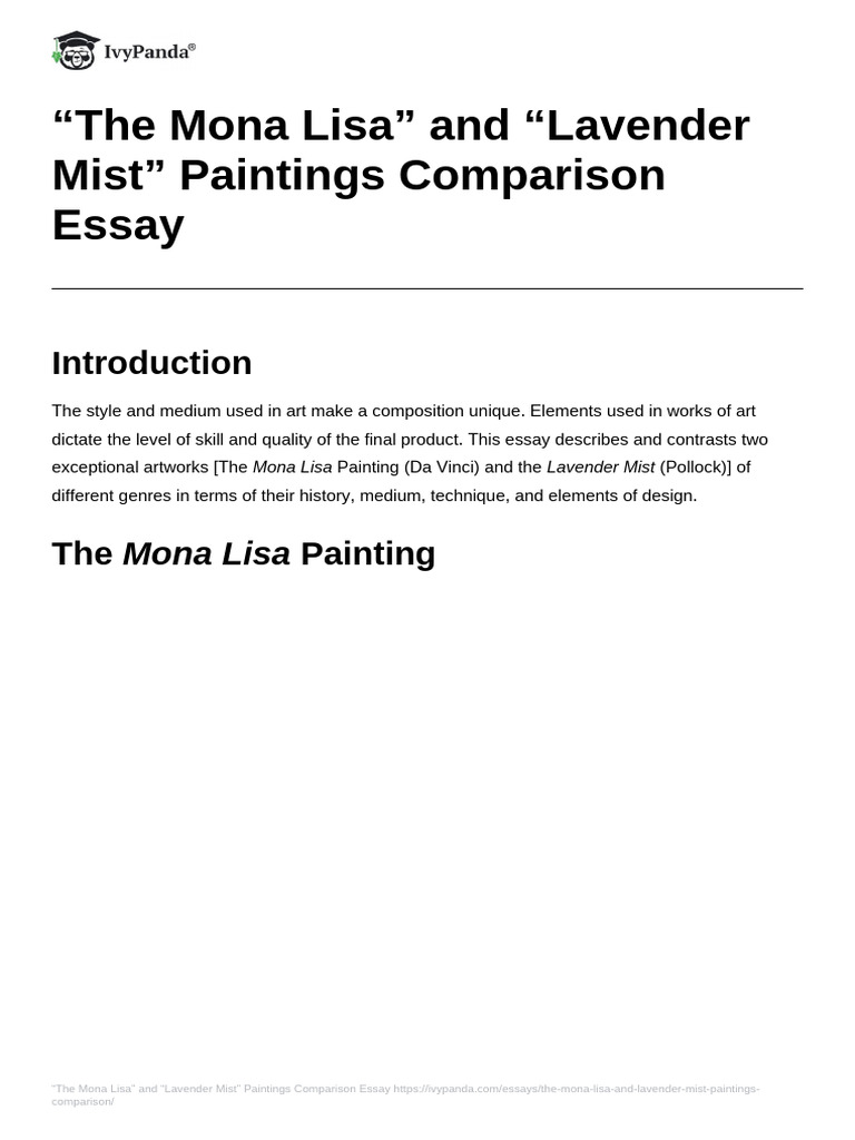 The Mona Lisa and Lavender Mist Paintings Comparison | PDF | Paintings ...