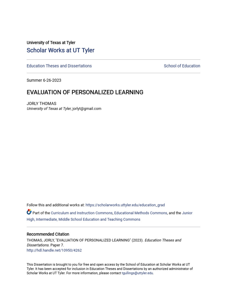 Evaluation of Personalized Learning | PDF | Methodology | Flow (Psychology)