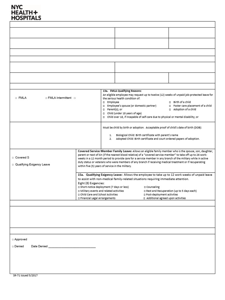 FMLA and Leave Request Form | PDF | Family And Medical Leave Act Of 1993
