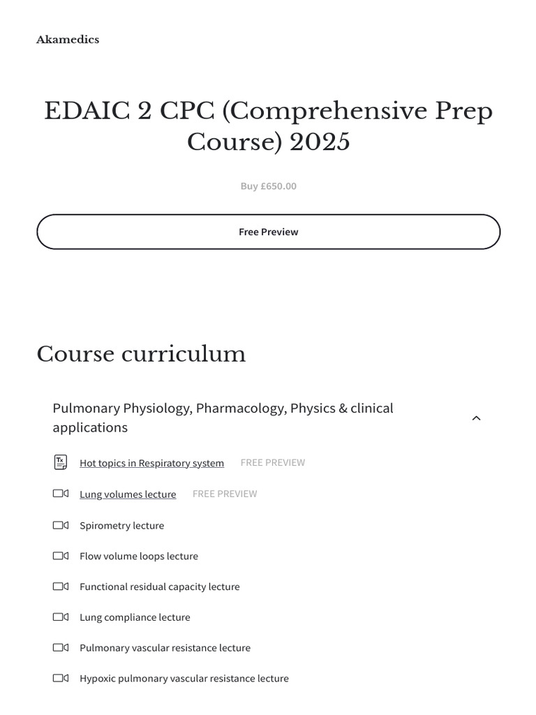 EDAIC 2 CPC Comprehensive Prep Course | PDF | Respiratory System | Heart
