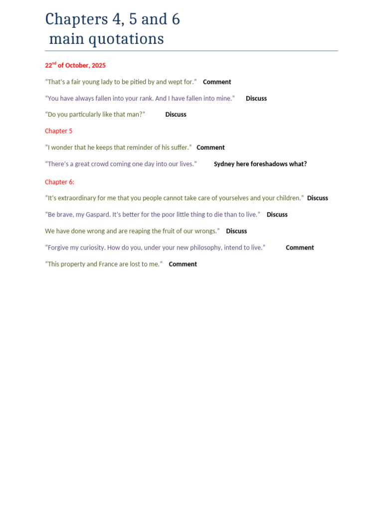 Key Quotes from Chapters 4-6 Analysis | PDF
