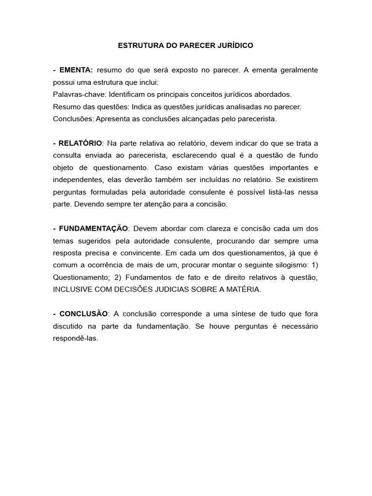 Estrutura Do Parecer Jurídico | PDF