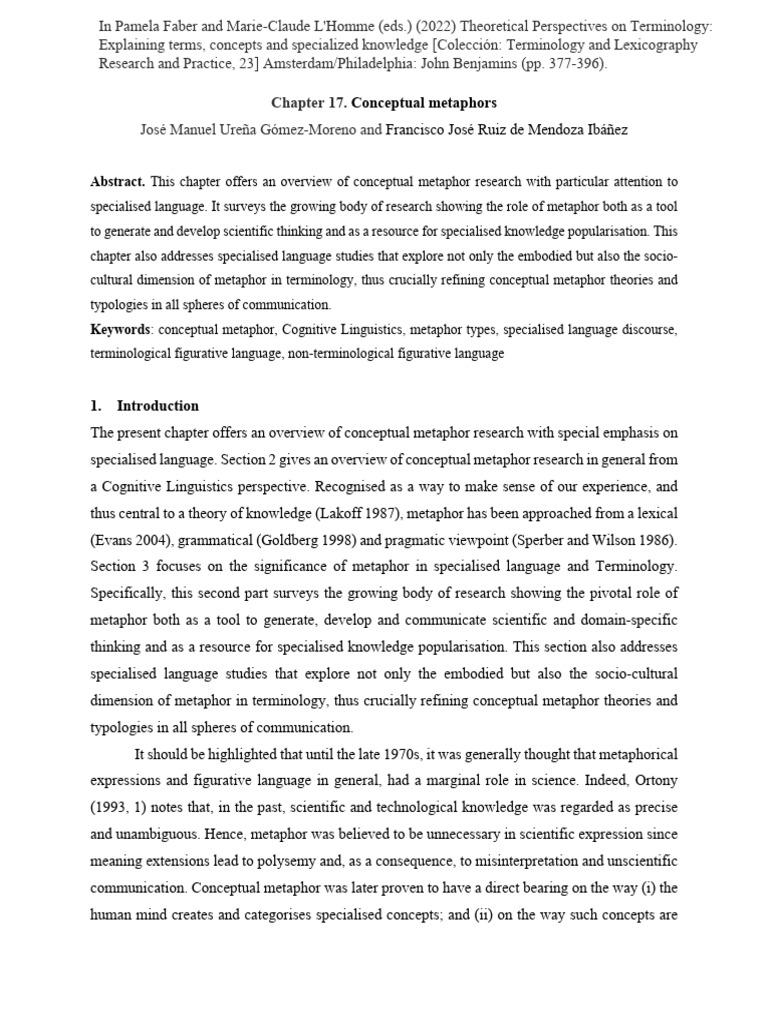 Conceptual Metaphors in Specialized Language | PDF | Metaphor | Concept
