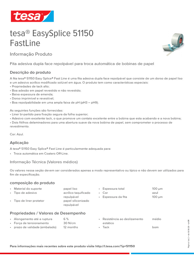 Fita Adesiva Tesa 51150 EasySplice | PDF | Papel