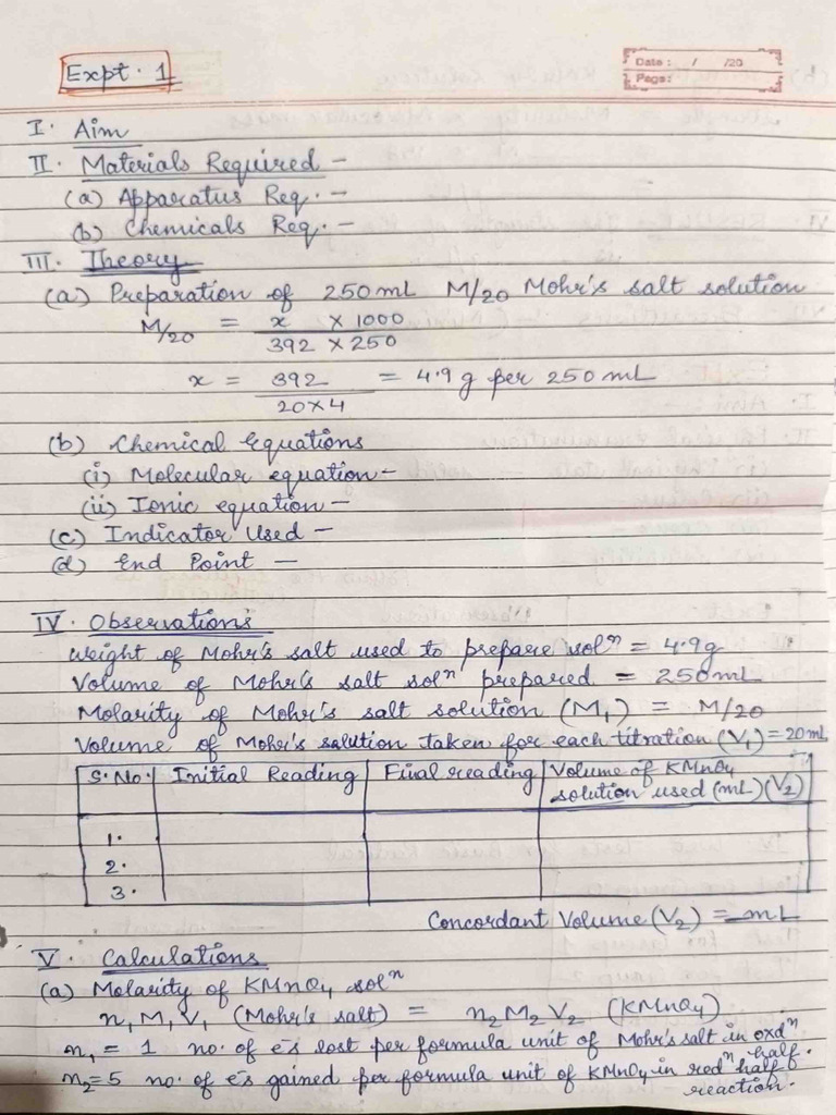 Sample for Experiment Writing | PDF