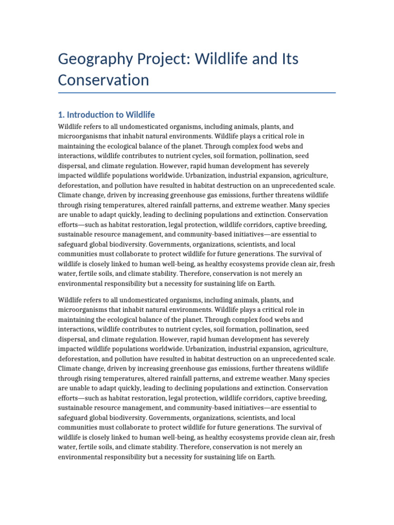 Wildlife Conservation 15 Page Project | PDF | Conservation Biology ...