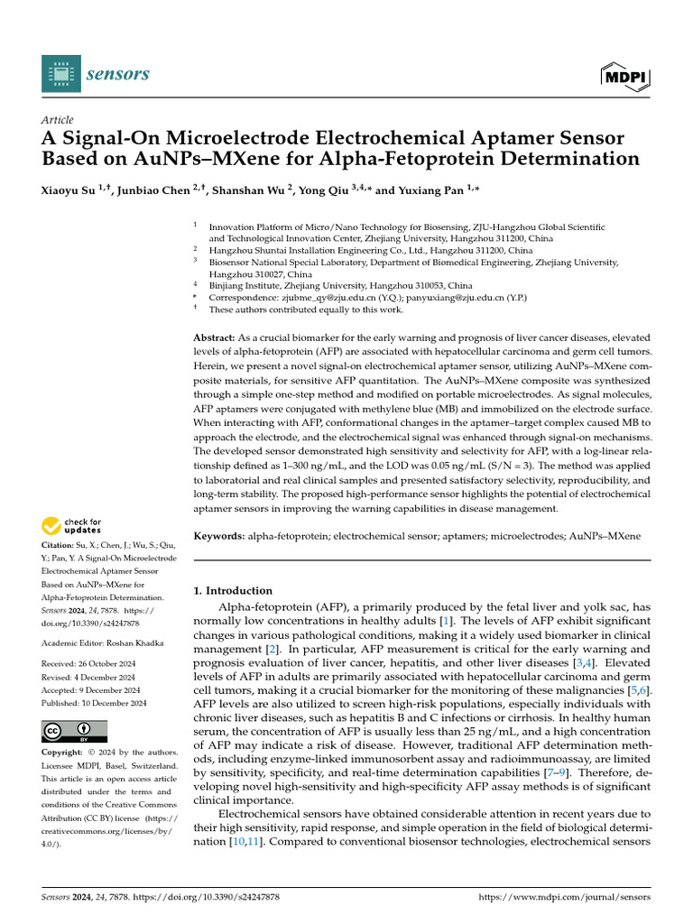 A Signal-On Microelectrode Electrochemical Aptamer Sensor Based On ...