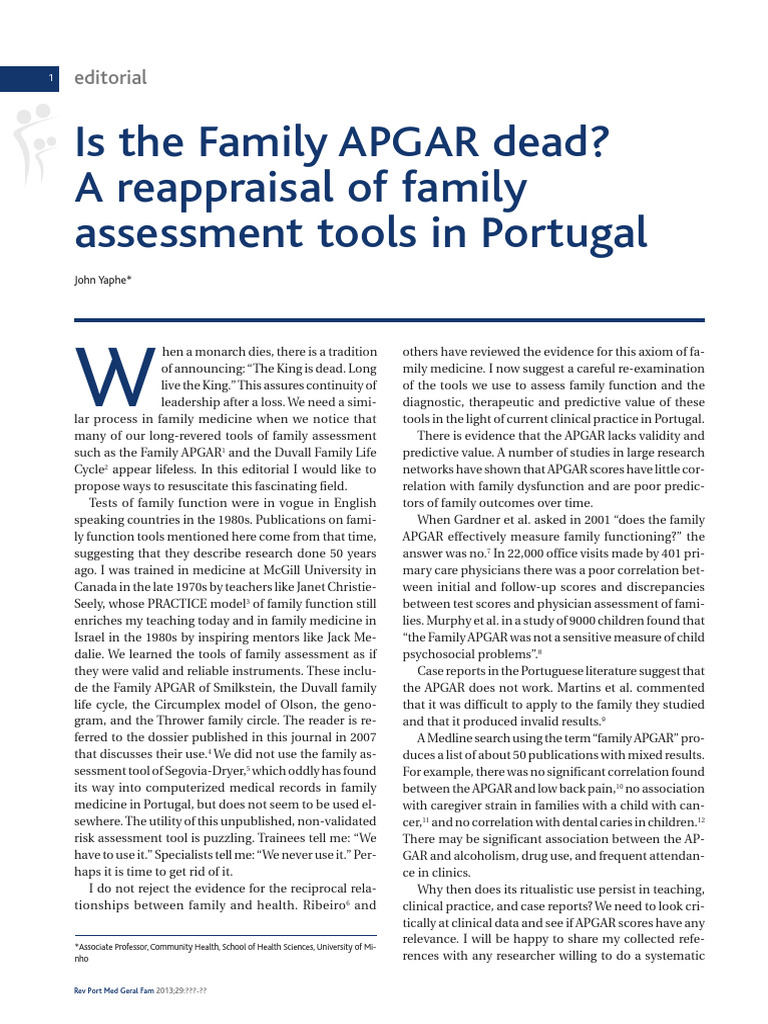 Reassessing Family APGAR in Portugal | PDF | Medicine | Health Sciences
