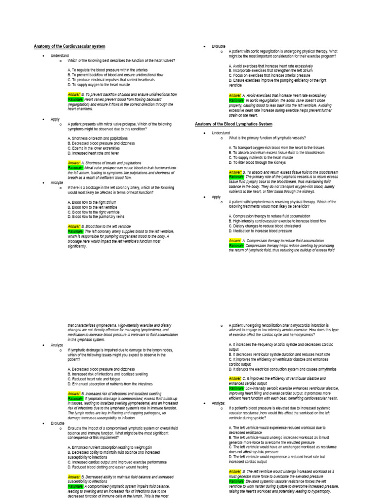 Cardiovascular and Lymphatic System Overview | PDF | Lymph | Heart