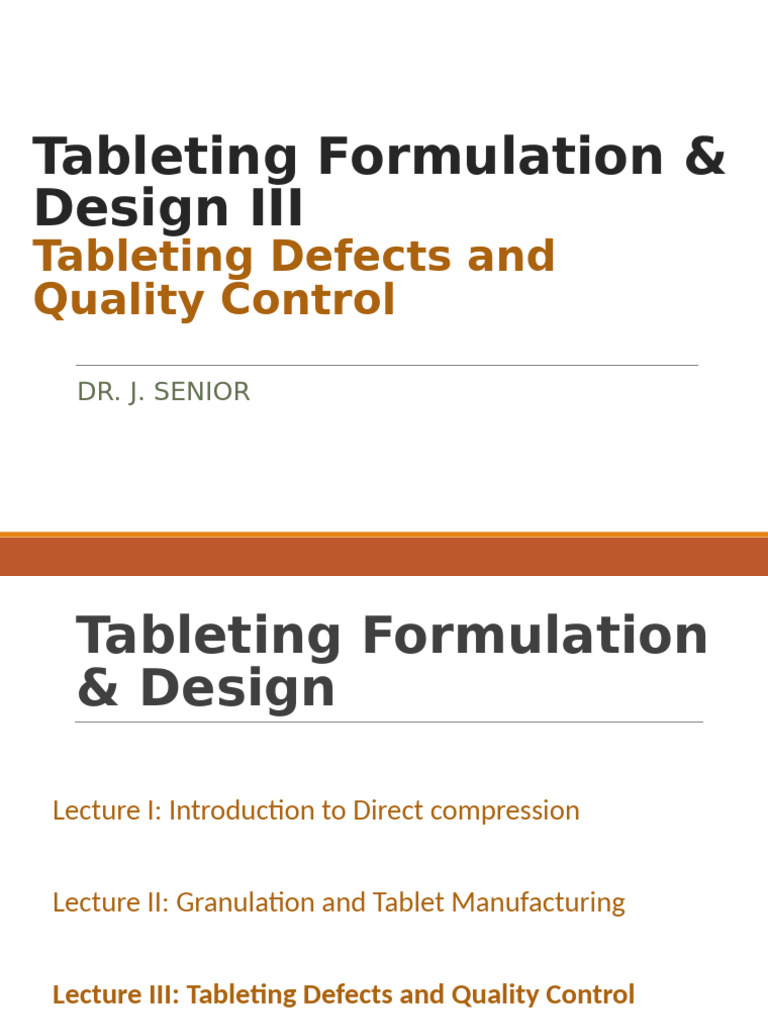 Tableting Defects & Quality Control Guide | PDF | Tablet (Pharmacy ...