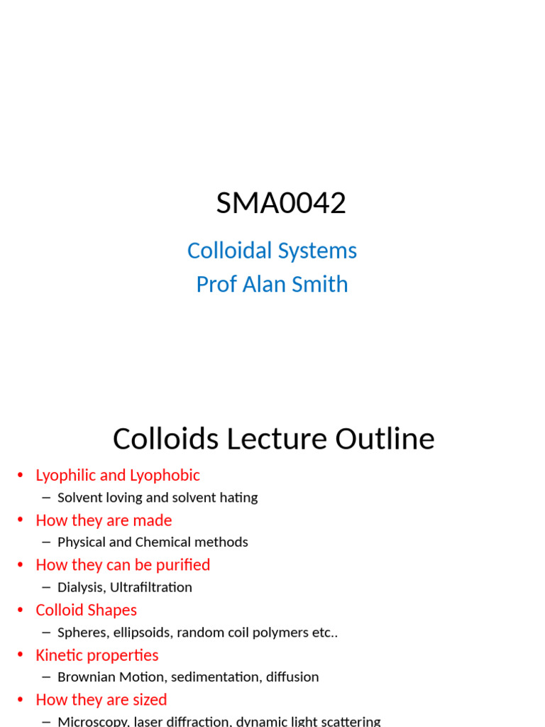 Understanding Colloidal Systems Basics | PDF | Colloid | Materials Science
