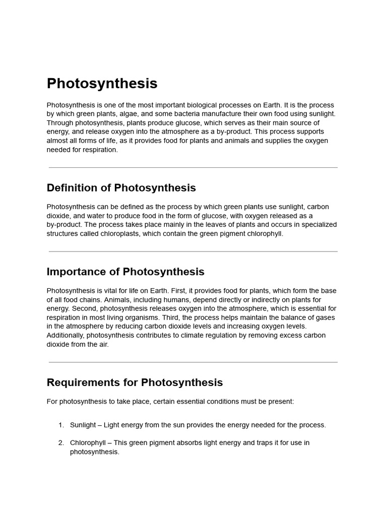 Understanding Photosynthesis Process | PDF | Photosynthesis | Plants
