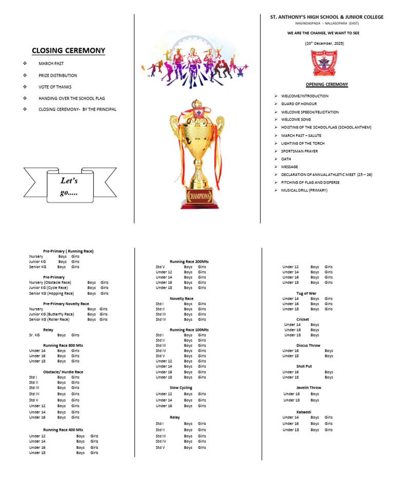 Annual Sports Meet Programme List 2025 - 2026 Anthony - Removed | PDF ...