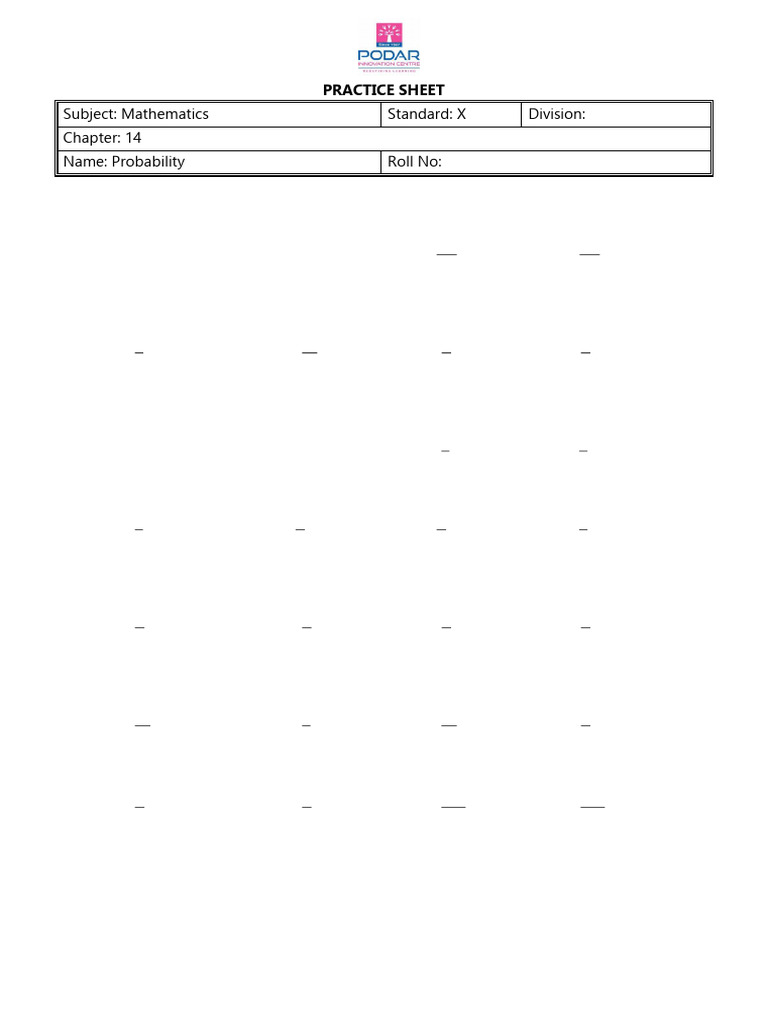 Probability Practice Sheet for Students | PDF | Odds | Probability