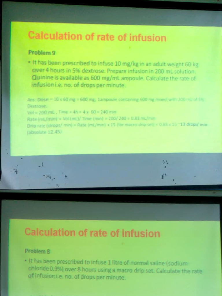 IV Infusion Rate Calculations Guide | PDF | Intravenous Therapy | Drugs