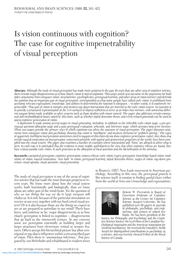 Cognitive Impenetrability in Visual Perception | PDF | Perception ...
