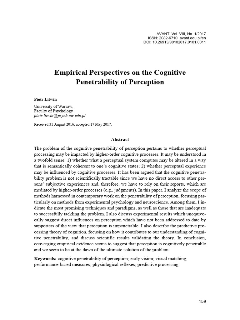 Cognitive Penetrability of Perception | PDF | Visual Cortex | Perception