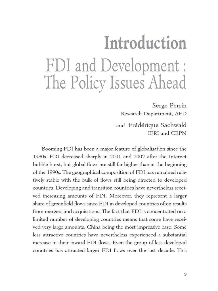 FDI's Role in Developing Countries' Growth | PDF | Foreign Direct ...