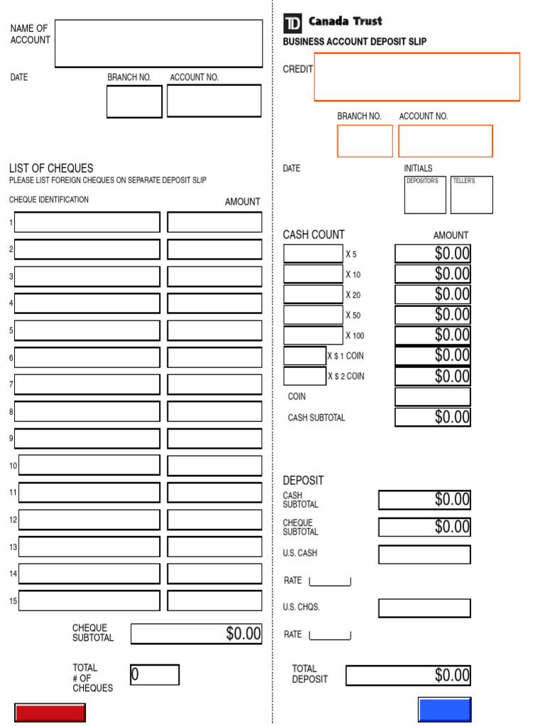 Business Account Deposit Slip Template | PDF | Cheque | Money