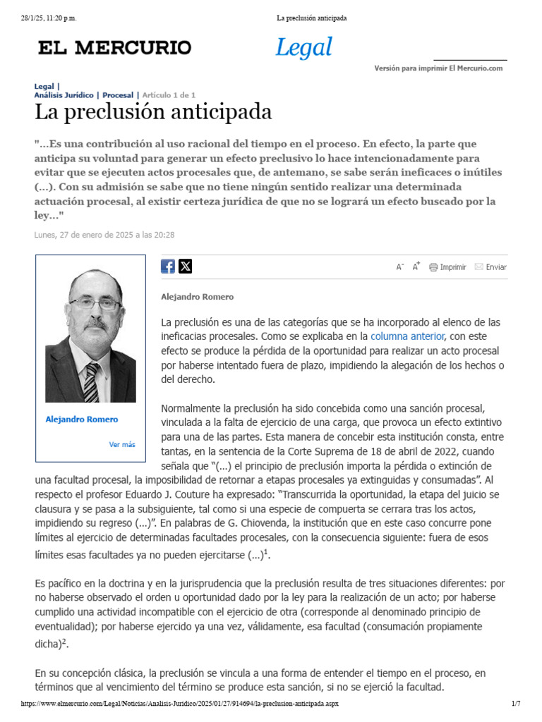 La preclusión anticipada | PDF | Ley procesal | Estoppel colateral
