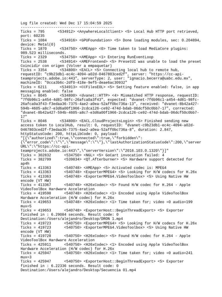 Adobe Media Encoder Log | PDF | Codec | Computer Science