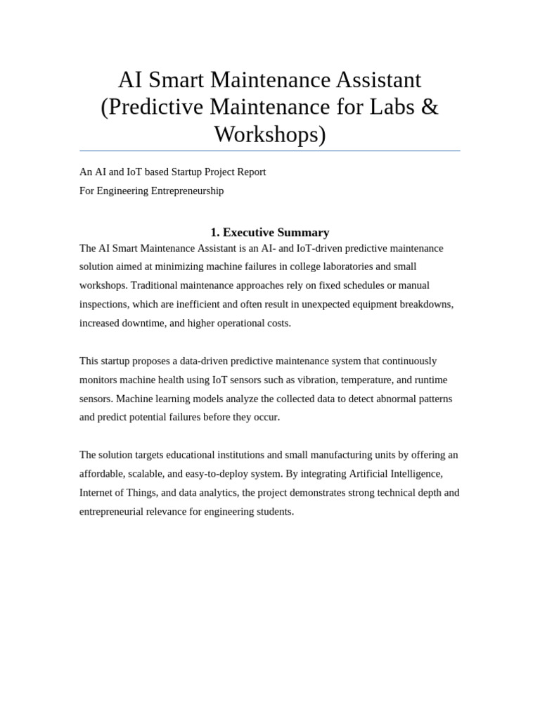 AI Predictive Maintenance for Labs | PDF | Internet Of Things | Cloud ...