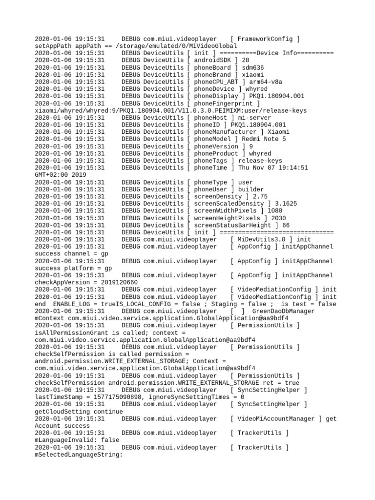 Xiaomi Redmi Note 5 Debug Log | PDF | Computer Engineering | Computer ...