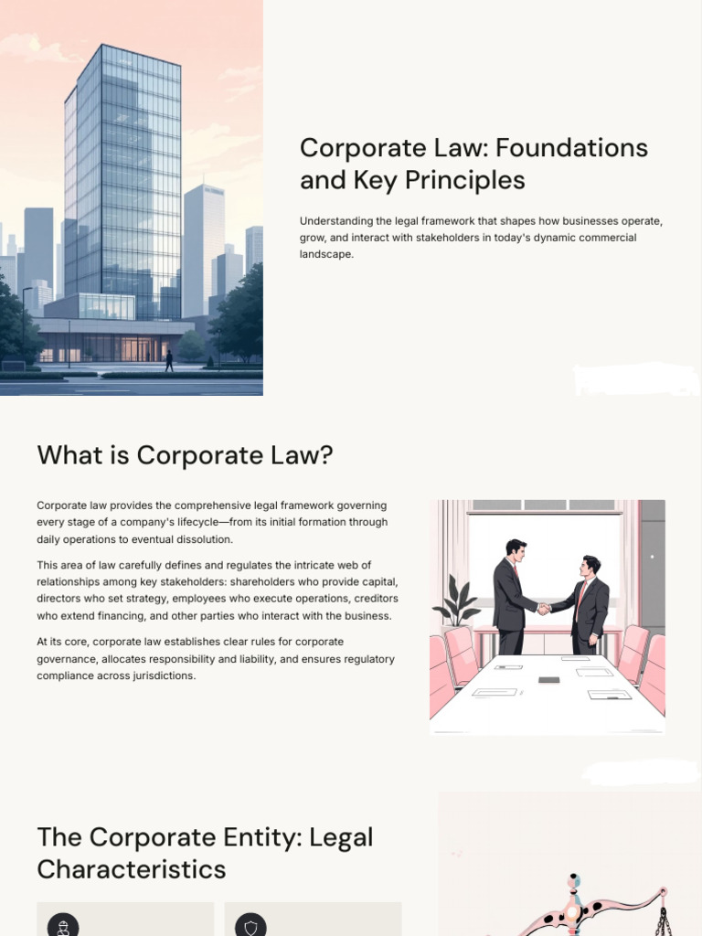 Corporate Law: Key Principles Explained | PDF | Corporate Law ...