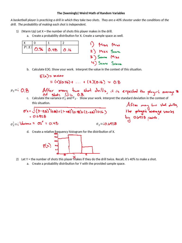 KEY - 6B - Combining Random Variables | PDF | Standard Deviation | Variance