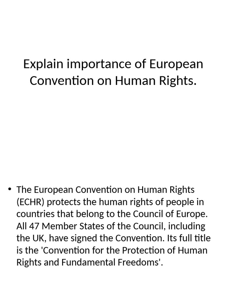 Importance of the ECHR Explained | PDF | European Convention On Human ...