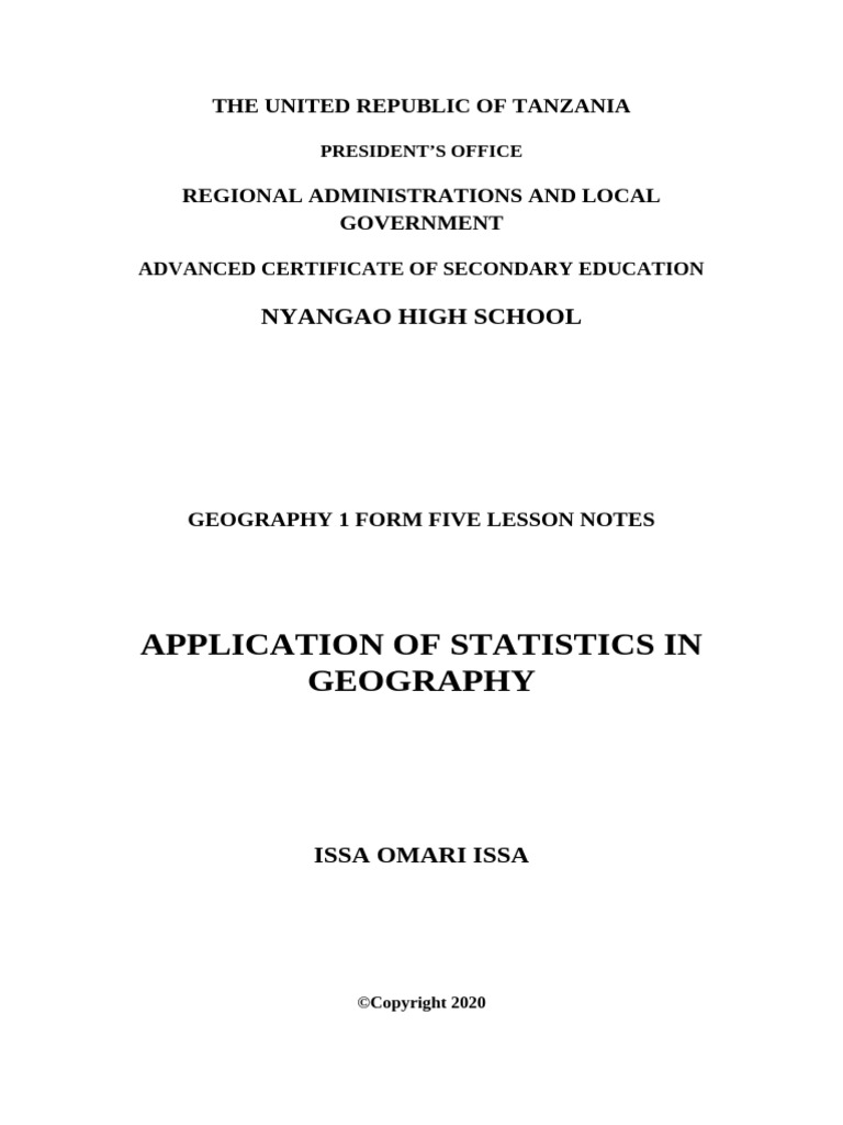 Geography Statistics Lesson Notes | PDF | Statistics | Mode (Statistics)