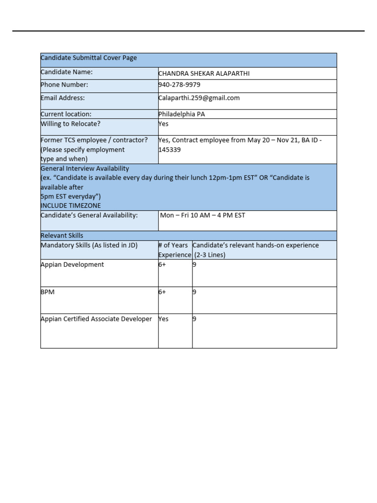 Appian Developer Candidate Profile | PDF | Web Application | World Wide Web