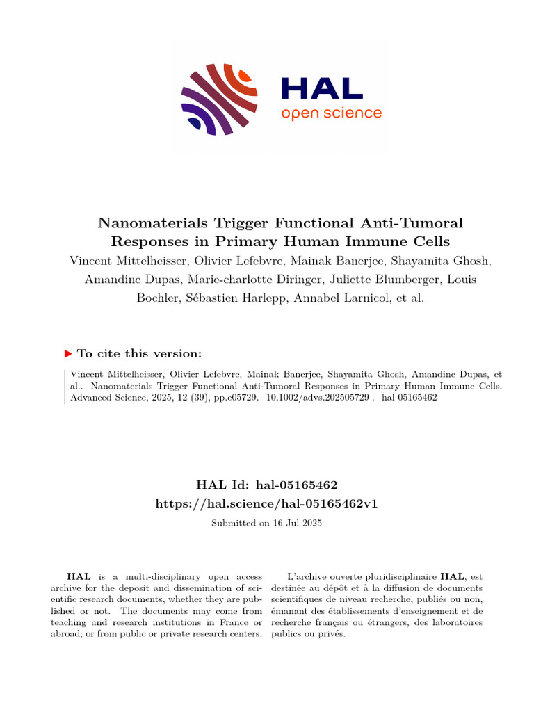 Adv Sci 2025 E05729 | PDF | Natural Killer Cell | Gene Expression