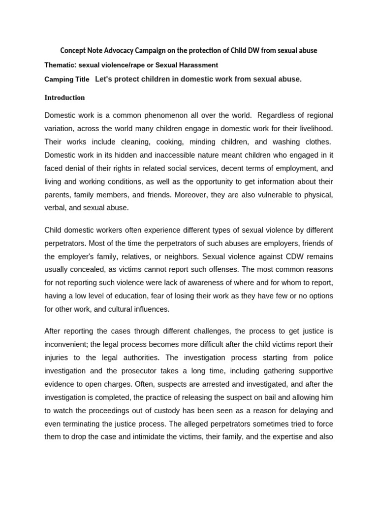 Lobby Concept Note Atinkut | PDF | Violence | Sexual Violence