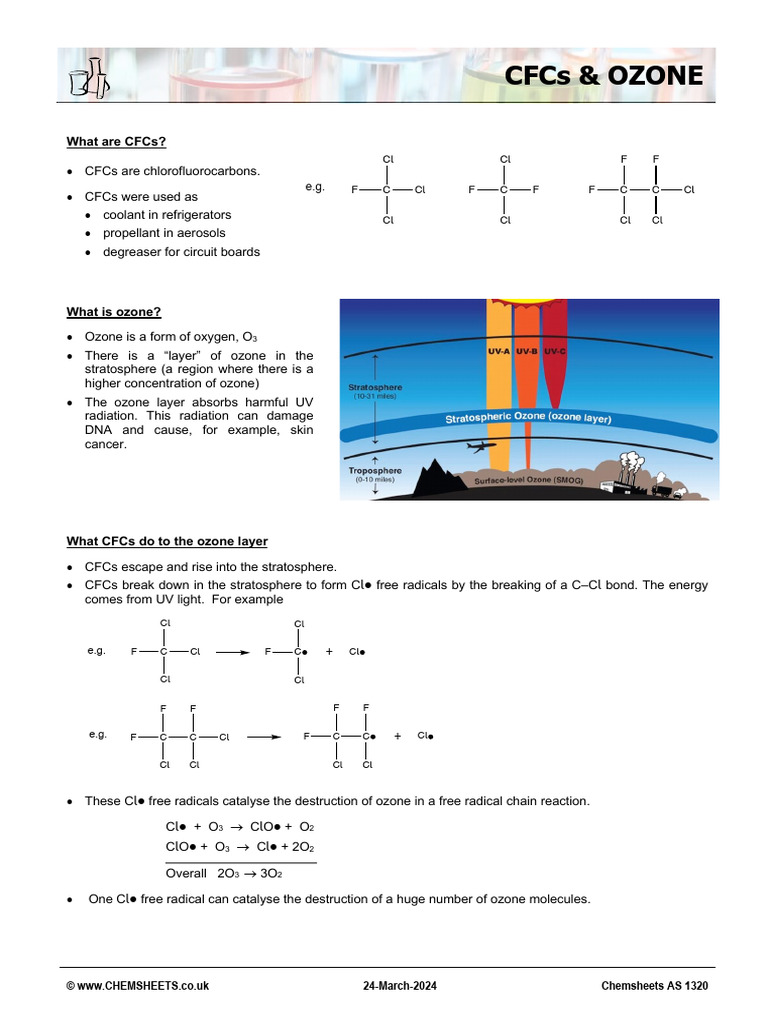 CFCs and Ozone Layer Depletion Explained | PDF | Ozone Depletion ...