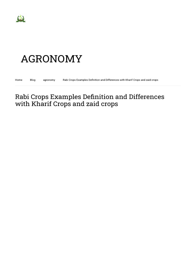 Rabi Crops: Definition and Examples | PDF | Rain | Wheat