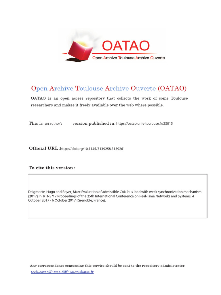 CAN Bus Load Evaluation with Offsets | PDF | Computer Engineering ...