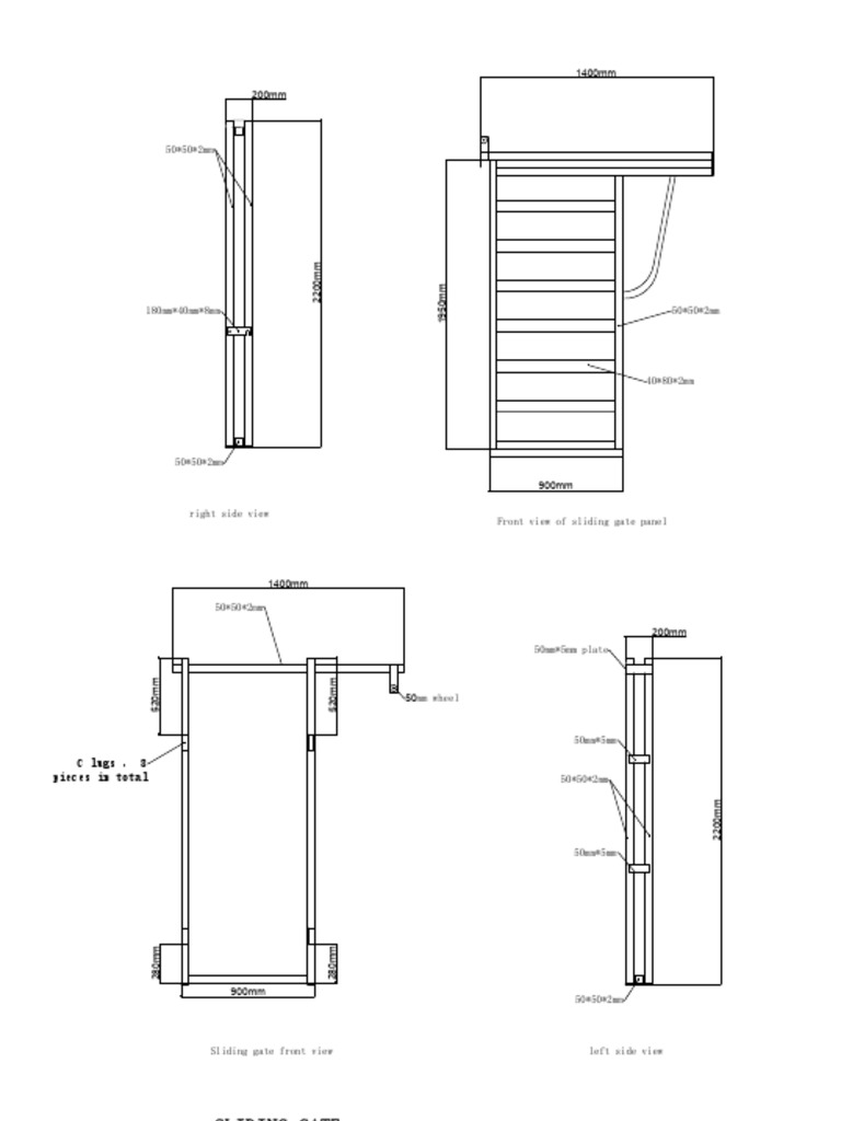 Detailed Sliding Gate Dimensions and Views | PDF