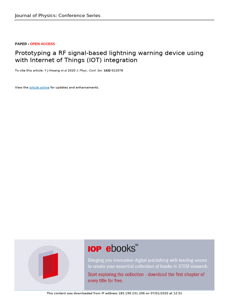 IoT Lightning Warning Device Prototype | PDF | Lightning | Sensor