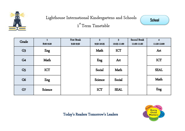 1st Term Timetable for Lighthouse Schools | PDF