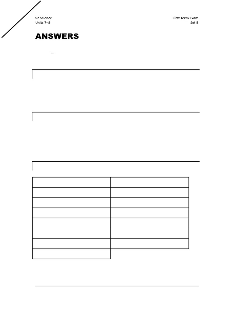 S2 Science First Term Exam Answers | PDF | Series And Parallel Circuits ...