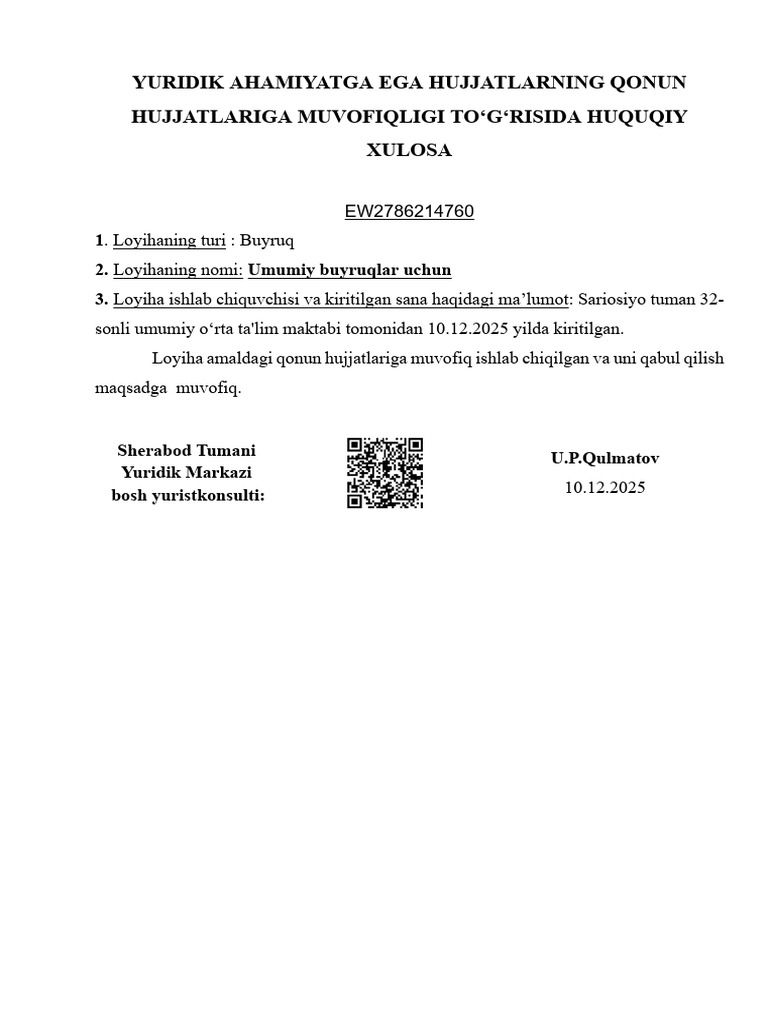Xulosa “Zoʻravonlikka Qarshi 16 Kun” | PDF
